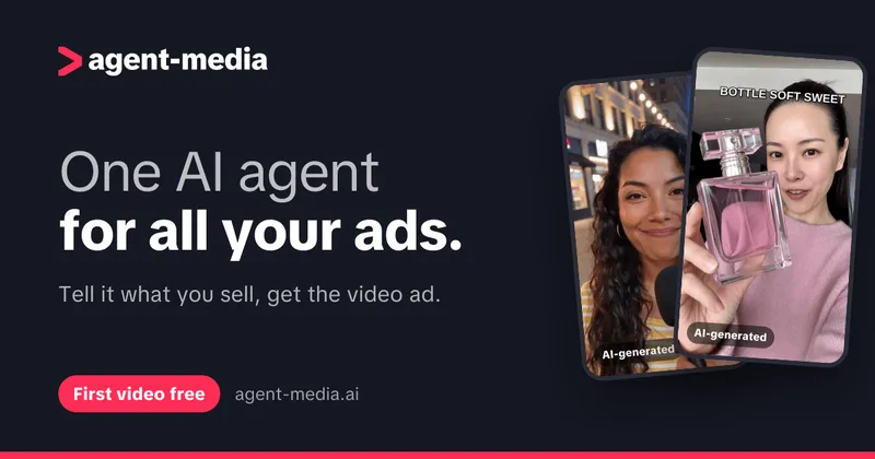 Source image for Turn a product into a video ad with AI UGC: Agent Media, $1,812 MRR