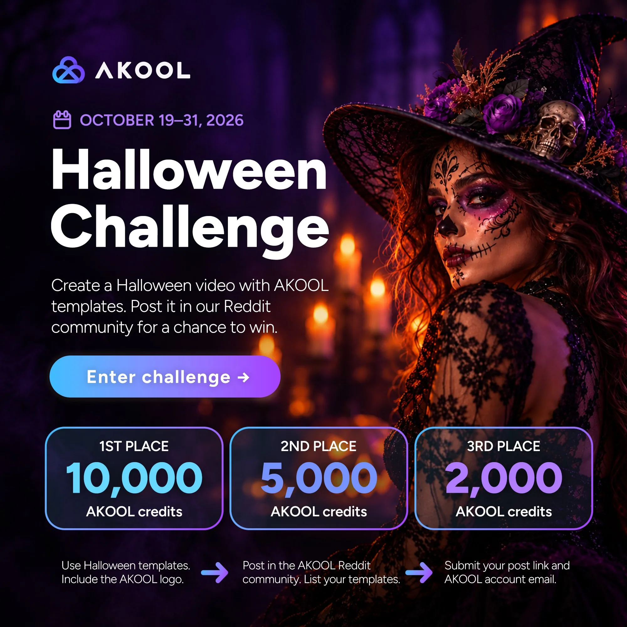 Source image for Enter an AI Halloween Video Challenge: Akool's 17,000-Credit Prize Pool, Oct 19 to 31