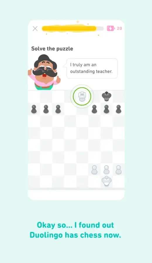 A Duolingo chess ad from the AppKittie Winning Ads library