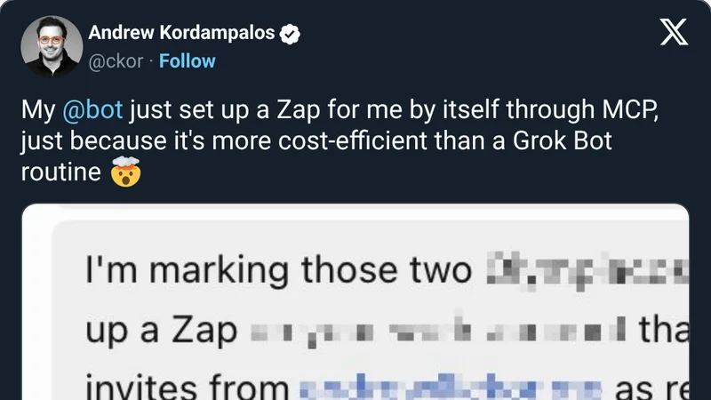 Source image for Grok Bot set up its own Zapier Zap to save on routine costs