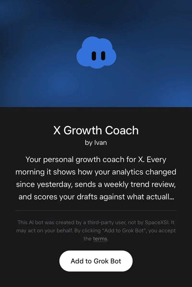 Source image for Turn a Grok Bot into a daily X growth coach: 75.1K views