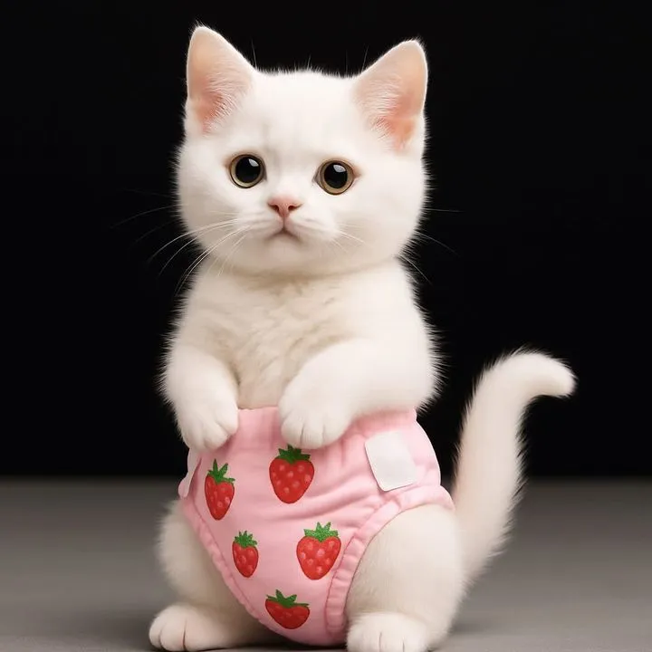 An AI cat in a diaper from a Recast clip with 2M plays