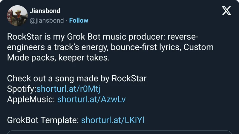 Source image for RockStar: a Grok Bot music producer that released a song