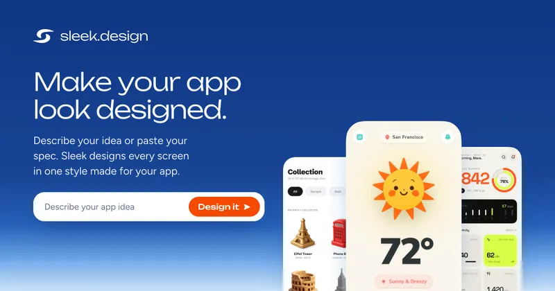 Source image for Build an AI tool that designs mobile apps: Sleek, $10K MRR within a month