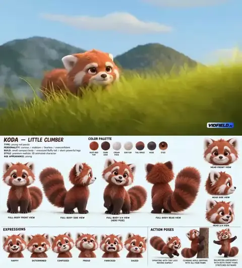 Source image for Animate an original 3D red panda from one character sheet