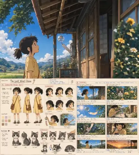 Source image for Make an anime short from one AI storyboard image