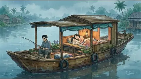 Source image for Make AI rainy-cabin cooking ambience like Ghibli Anime AI: 429K views on a 2.5K-subscriber channel