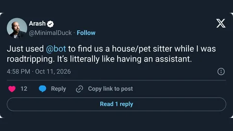 Source image for Grok Bot found a house and pet sitter during a road trip