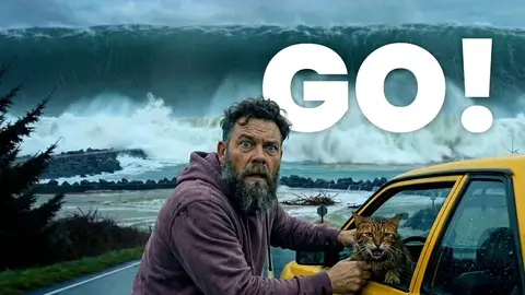 Source image for Make an AI disaster short with a making-of video: Jetty Tsunami, 89K views