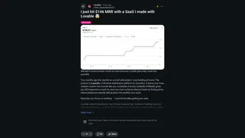 Source image for Build a founder marketing tool with Lovable: Launchli, $146 MRR