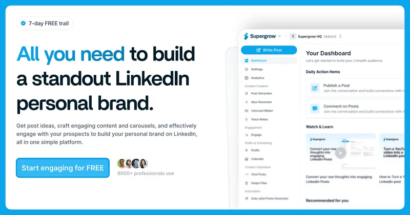 Source image for Help people post on LinkedIn with AI: Supergrow, $79.5K MRR