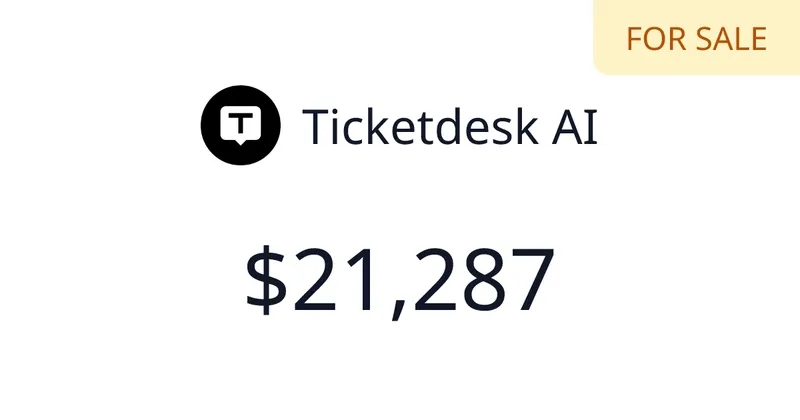 Source image for Ticketdesk AI: a helpdesk that answers tickets from your knowledge base, $2,219 MRR