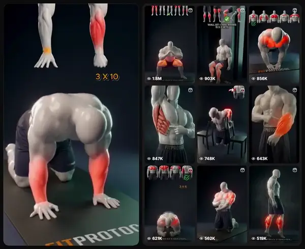 Mannequin doing a pushup drill, 3 X 10 text