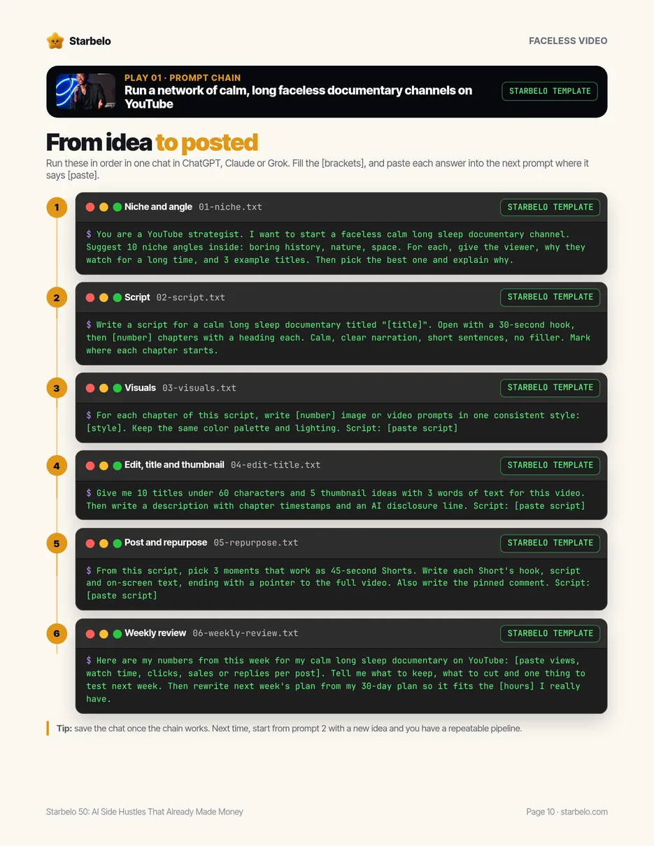 A prompt chain page