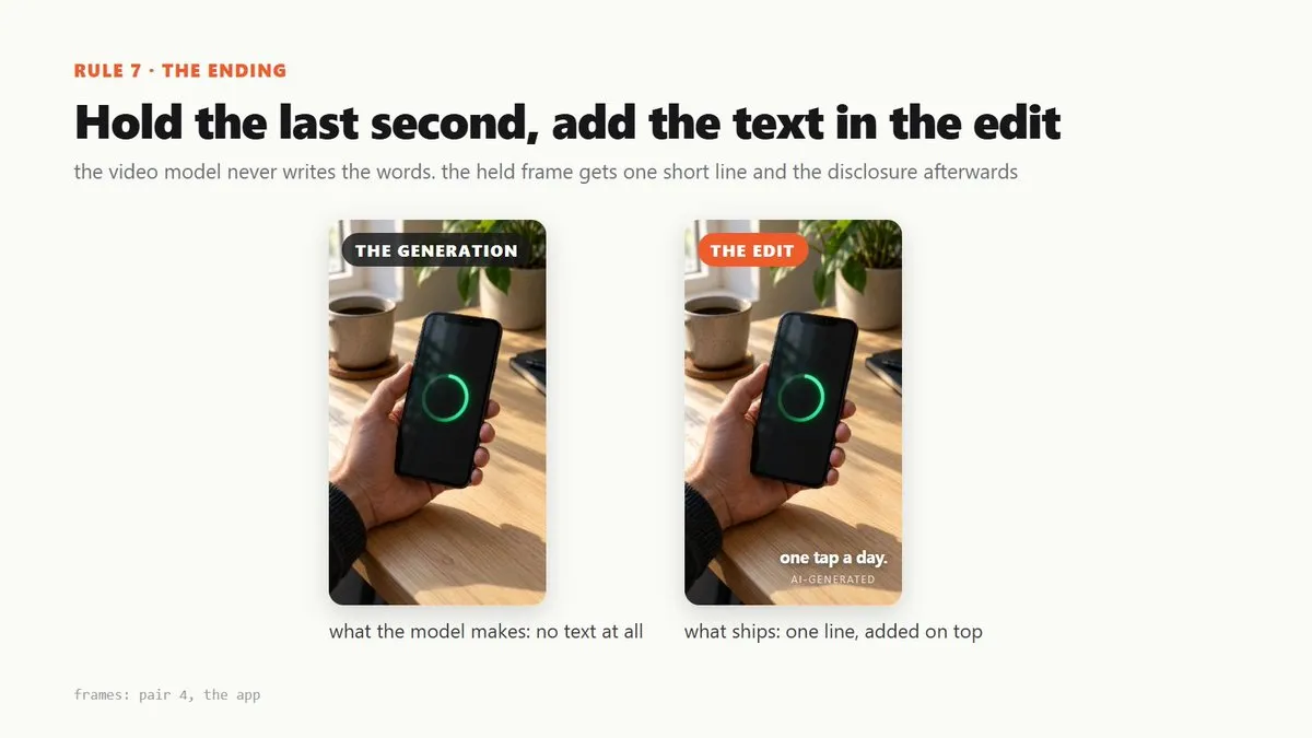Before and after: Ending: one action, then hold still