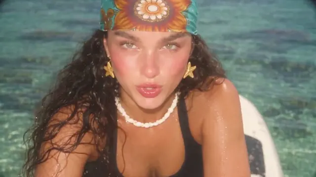 Still from the result video: Hyper-Real AI Beach Video Made in Fish Creative