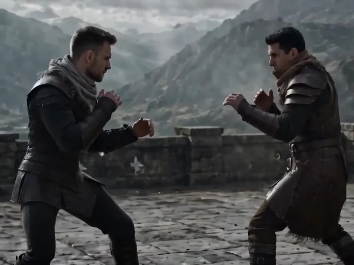Still from the result video: Martial Scene Swap: Cold Weapon Duel