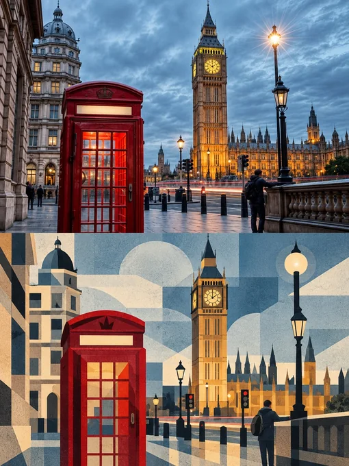 The result image: Landmark Photo to Geometric Art Poster
