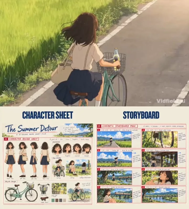 Still from the result: Anime Short From One Storyboard (The Summer Detour)